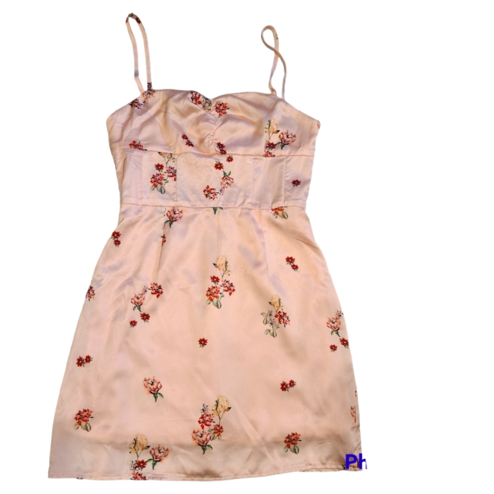 Satin ladies floral elegance cocktail dress size small